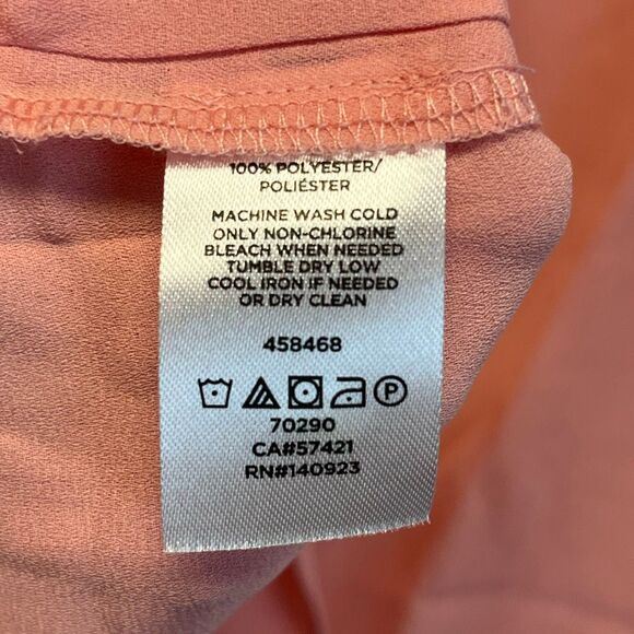 LOFT Blouse Size Large Pink Black Trim Tie Neck Sleeveless Top Crew Neck Pretty - Picture 6 of 11